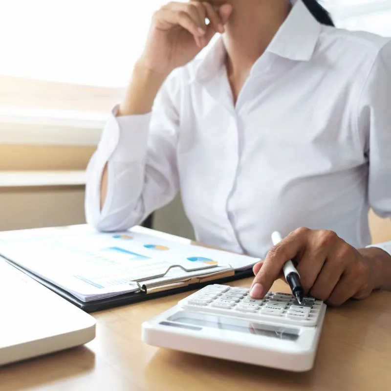 CFO reviewing financial statements and forecasts