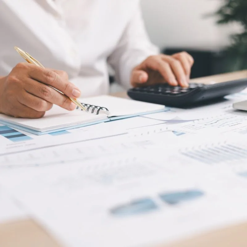 Financial statement detail with calculator